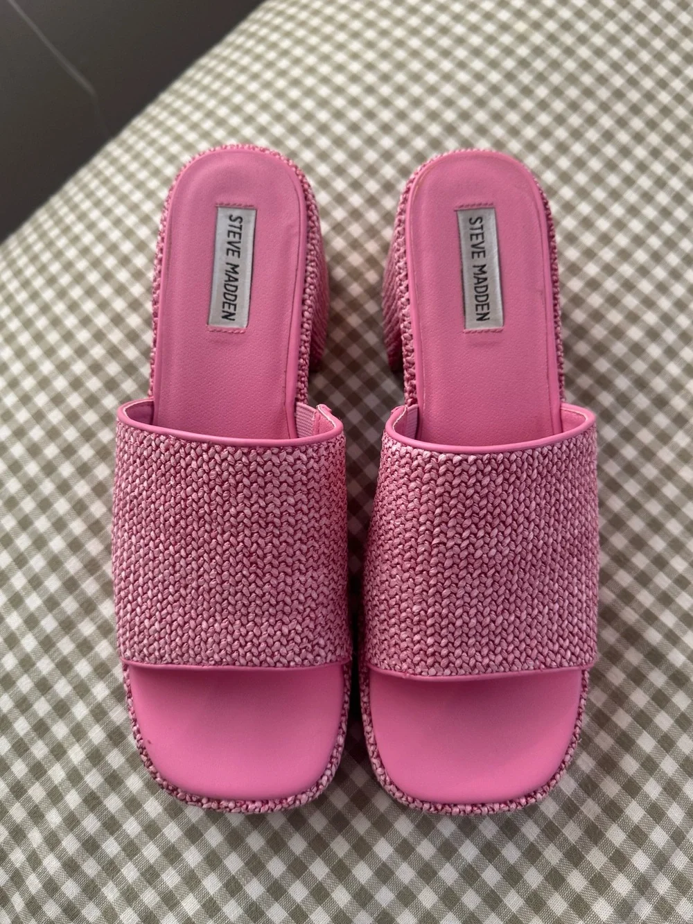 Steve Madden Pink Woven Platform Sandals